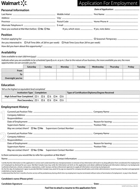 <strong>Employment Application</strong> Forms, 11 in. . Walmart employment application